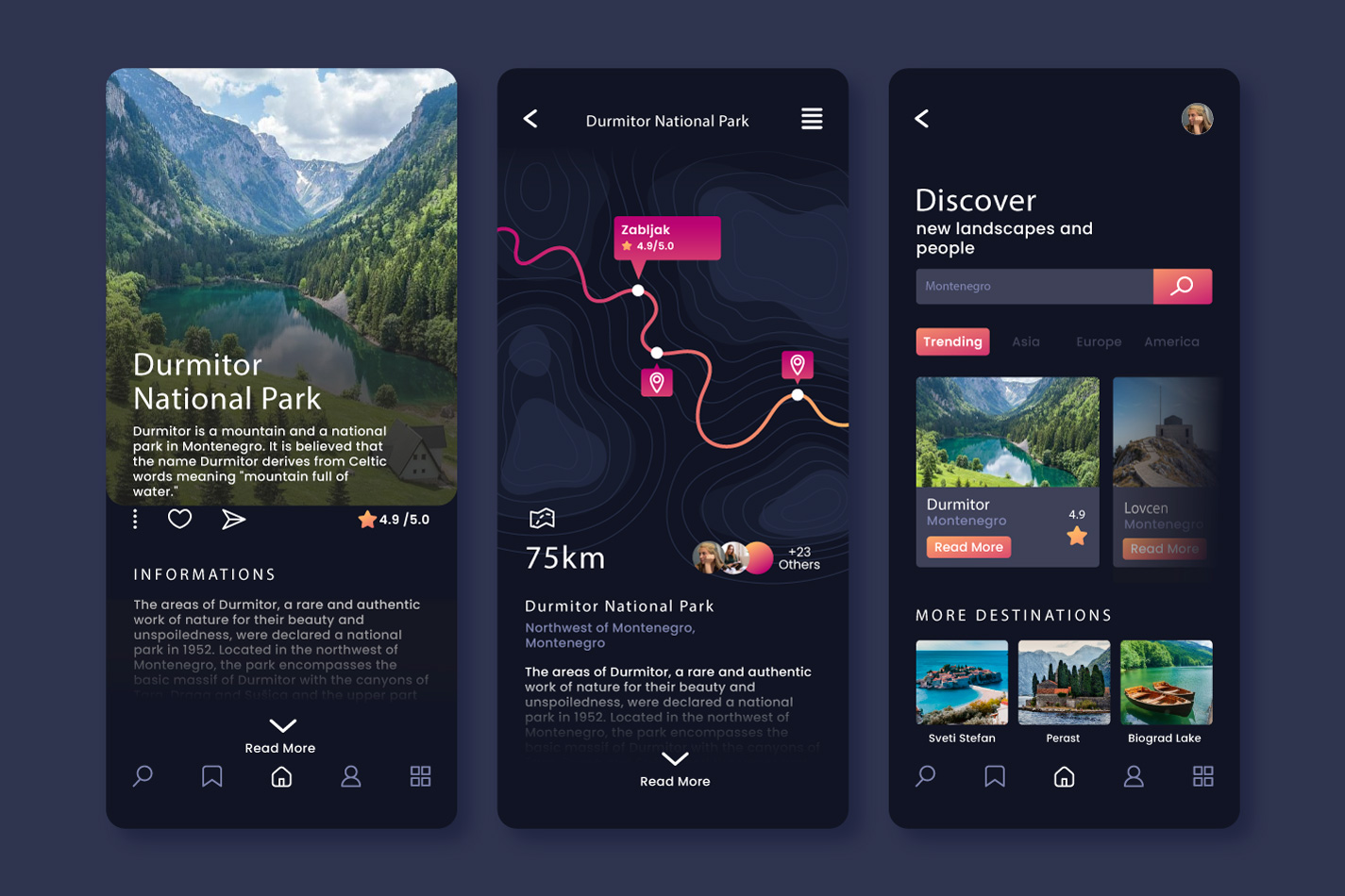 Scenic view of Durmitor mountain for travel app interface