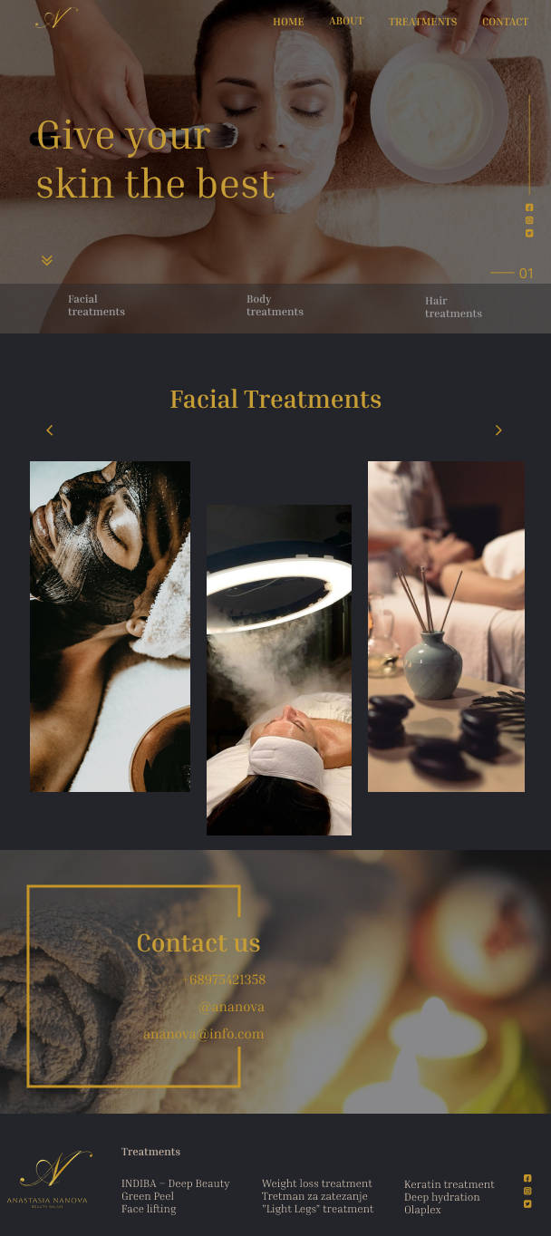 Creative web design for A. Nanova