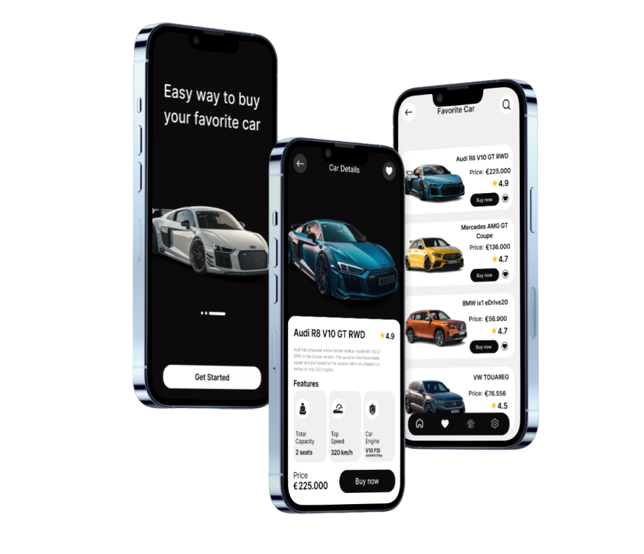 User-friendly favorite car selection app interface