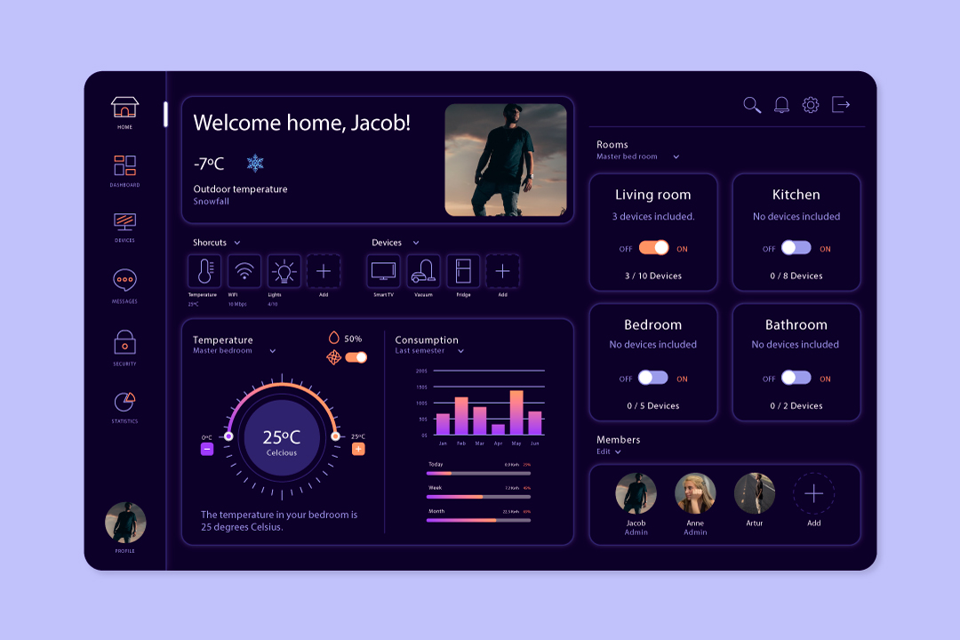 Home management app interface with intuitive navigation