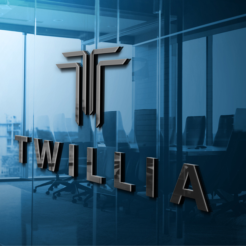 Elegant script logo for Twillia